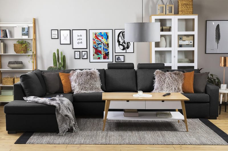 Crazy 5-istuttava Vasenkätinen L-muotoinen Divaanisohva Kankaalla - Antrasiitti - Huonekalut - Sohva - Divaanisohva - 4 istuttava sohva divaanilla