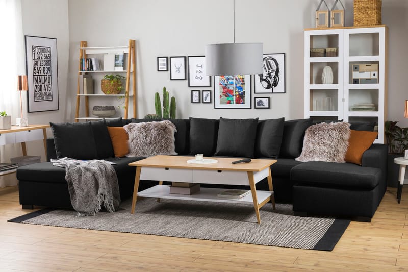 Crazy 5-istuttava Vasenkätinen U-muotoinen X-Large Sohva Divaanilla ja Schäslongilla Kankaalla sis. Kuorityynyt - Tummanharmaa - Huonekalut - Sohva - Divaanisohva