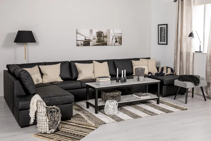 Crazy 6-istuttava Vasenkätinen U-muotoinen XX-Large Sohva Divaanilla ja Divaanituolilla Keinonahkalla - Musta - Huonekalut - Sohva - U-Sohva