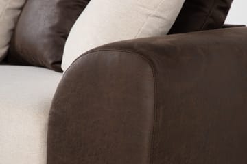 Cuba 4-istuttava Vasenkätinen L-muotoinen Schäslongsohva Keinonahka/Kangas sis. Kuorityynyt - Ruskea / Beige - Huonekalut - Sohva - Divaanisohva