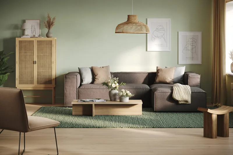 Cubo 4-istuttava Käännettävä L-muotoinen Syvä Modulaarisohva Divaanilla Kankaalla - Harmaa - Huonekalut - Sohva - Divaanisohva - 3 istuttava sohva divaanilla