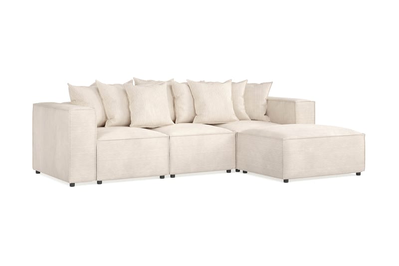 Cubo 4-istuttava Käännettävä L-muotoinen Syvä Modulaarisohva Divaanilla Manchester-kankaalla - Beige - Huonekalut - Sohva - Divaanisohva - 3 istuttava sohva divaanilla