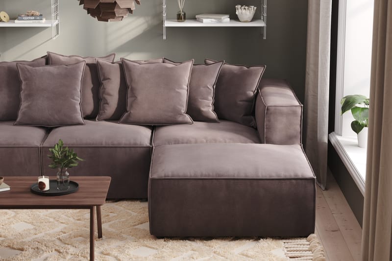 Cubo 4-istuttava Käännettävä L-muotoinen Syvä Modulaarisohva Divaanilla Sametilla - Tummanharmaa - Huonekalut - Sohva - Divaanisohva - 3 istuttava sohva divaanilla