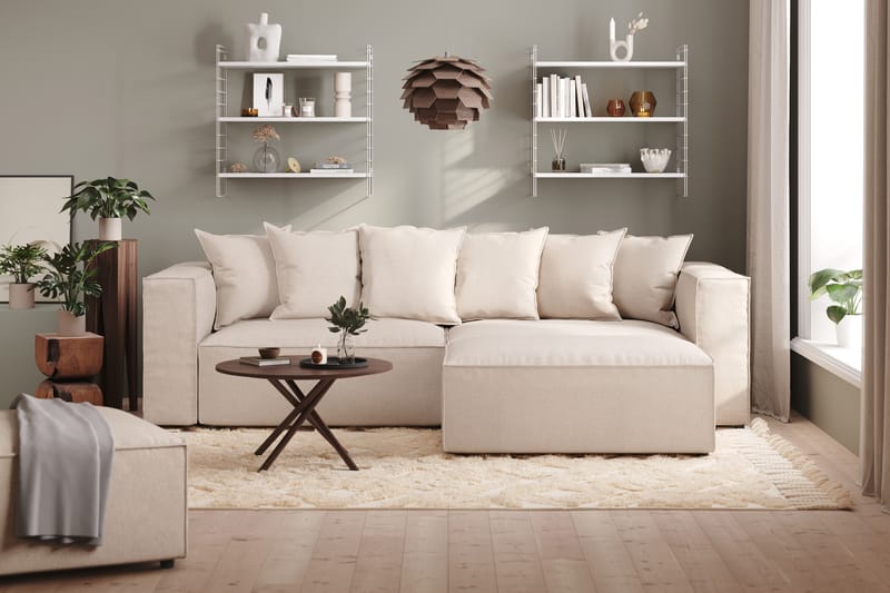 Cubo 4-istuttava L-muotoinen Syvä Modulaarisohva Divaanilla Kankaalla - Beige - Huonekalut - Sohva - Divaanisohva