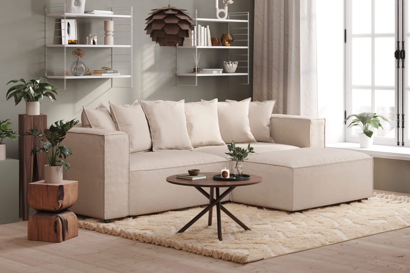 Cubo 4-istuttava L-muotoinen Syvä Modulaarisohva Divaanilla Kankaalla - Beige - Huonekalut - Sohva - Divaanisohva