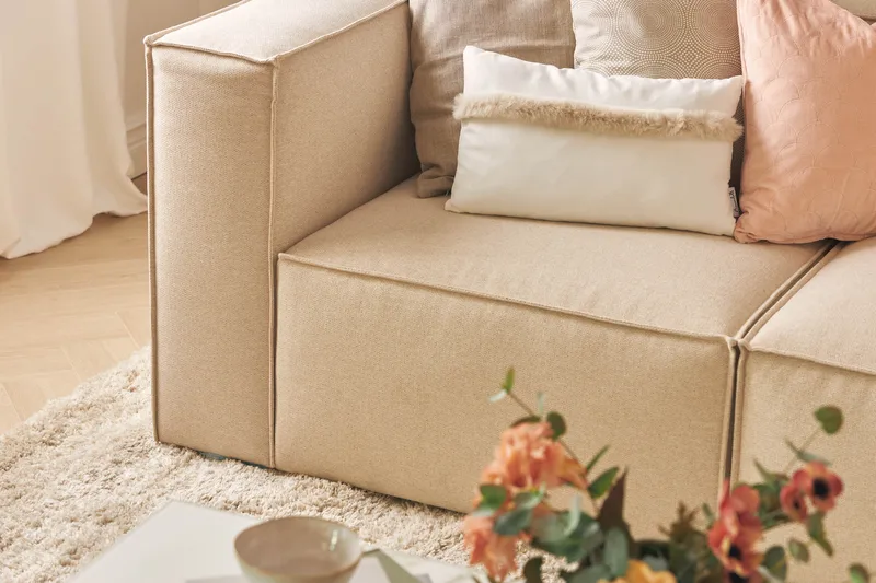 Cubo 4-istuttava Syvä Modulaarisohva Divaanilla Kankaalla - Beige - Huonekalut - Sohva - Divaanisohva - 3 istuttava sohva divaanilla