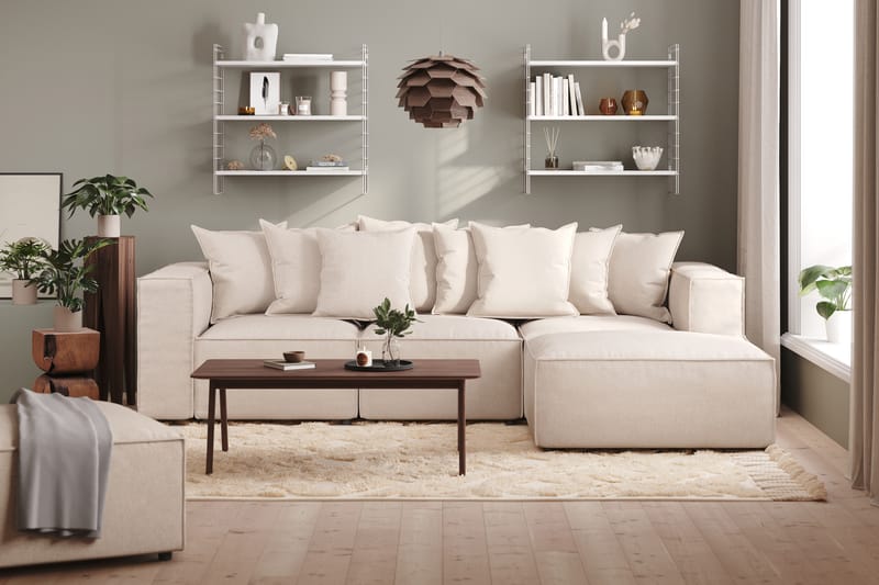 Cubo 4-istuttava Syvä Modulaarisohva Divaanilla Kankaalla - Beige - Huonekalut - Sohva - Divaanisohva - 3 istuttava sohva divaanilla