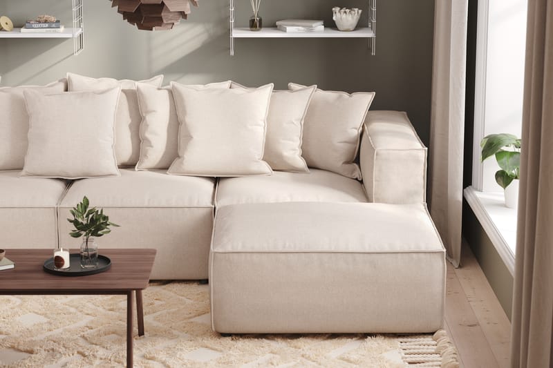 Cubo 4-istuttava Syvä Modulaarisohva Divaanilla Kankaalla - Beige - Huonekalut - Sohva - Divaanisohva - 3 istuttava sohva divaanilla