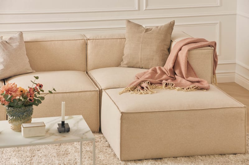 Cubo 4-istuttava Syvä Modulaarisohva Divaanilla Kankaalla - Beige - Huonekalut - Sohva - Divaanisohva - 3 istuttava sohva divaanilla