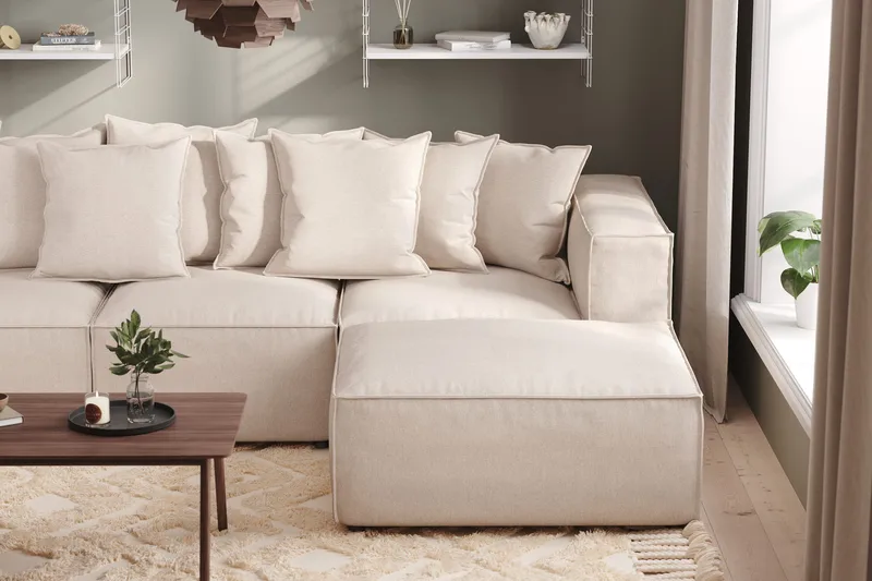 Cubo 4-istuttava Syvä Modulaarisohva Divaanilla Kankaalla - Beige - Huonekalut - Sohva - Divaanisohva - 3 istuttava sohva divaanilla