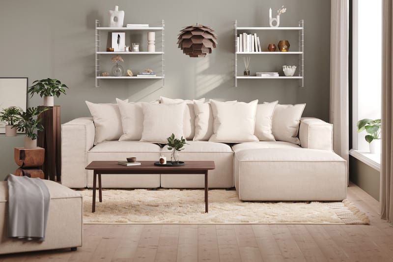 Cubo 4-istuttava Syvä Modulaarisohva Divaanilla Kankaalla - Beige - Huonekalut - Sohva - Divaanisohva - 3 istuttava sohva divaanilla