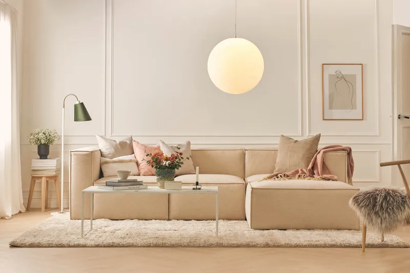 Cubo 4-istuttava Syvä Modulaarisohva Divaanilla Kankaalla - Beige - Huonekalut - Sohva - Divaanisohva - 3 istuttava sohva divaanilla