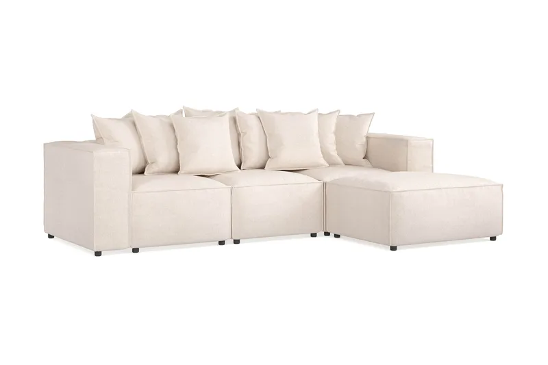 Cubo 4-istuttava Syvä Modulaarisohva Divaanilla Kankaalla - Beige - Huonekalut - Sohva - Divaanisohva - 3 istuttava sohva divaanilla