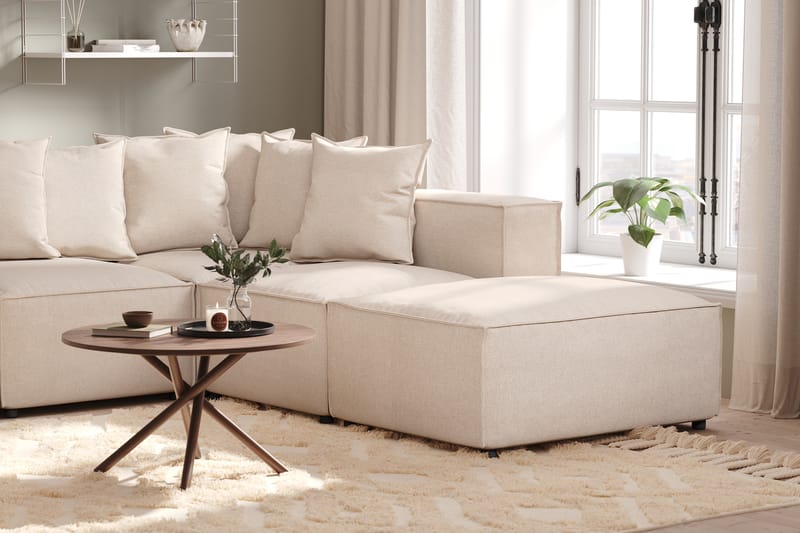 Cubo 5-istuttava U-muotoinen Syvä Modulaarisohva Divaanilla ja Divaanituolilla Sametilla - Beige - Huonekalut - Sohva - Divaanisohva