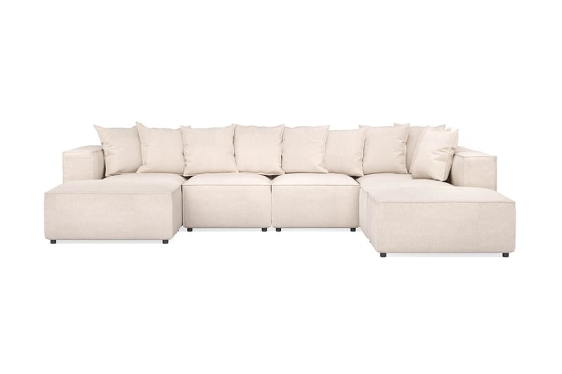 Cubo 5-istuttava U-muotoinen Syvä Modulaarisohva Divaanilla ja Divaanituolilla Sametilla - Beige - Huonekalut - Sohva - Divaanisohva