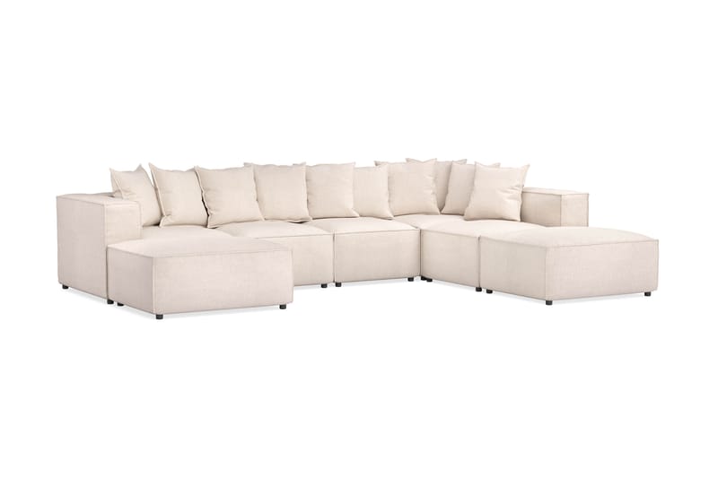 Cubo 5-istuttava U-muotoinen Syvä Modulaarisohva Divaanilla ja Divaanituolilla Sametilla - Beige - Huonekalut - Sohva - Divaanisohva