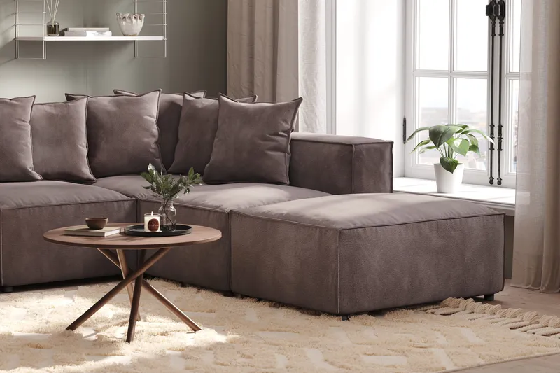 Cubo 5-istuttava U-muotoinen Syvä Modulaarisohva Divaanilla ja Divaanituolilla Sametilla - Tummanharmaa - Huonekalut - Sohva - U-Sohva