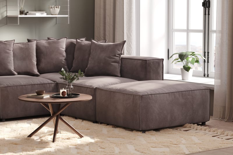 Cubo 5-istuttava U-muotoinen Syvä Modulaarisohva Divaanilla ja Divaanituolilla Sametilla - Tummanharmaa - Huonekalut - Sohva - U-Sohva