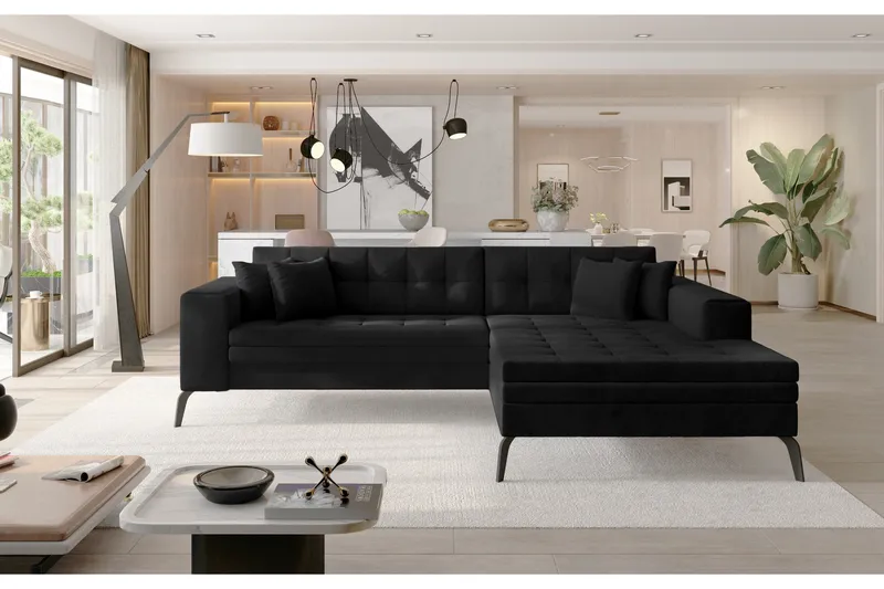 Divaanisohva Nancay Oikea - Musta - Huonekalut - Sohva - Divaanisohva
