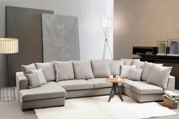 Divaanisohva Valmartino - Beige - Huonekalut - Sohva - Kulmasohva - Kulmadivaanisohva