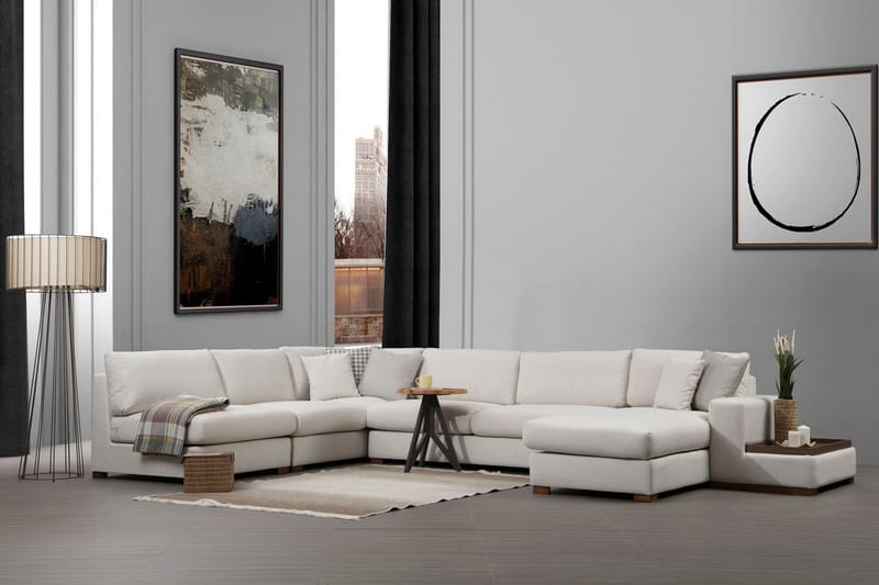 Divaanisohva Portiella - Beige - Huonekalut - Sohva - Kulmasohva - Kulmadivaanisohva