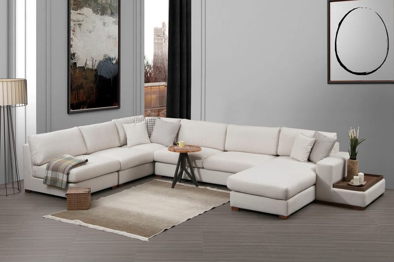 Divaanisohva Portiella - Beige - Huonekalut - Sohva - Kulmasohva - Kulmadivaanisohva