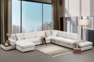 Divaanisohva Portiella - Beige - Huonekalut - Sohva - Kulmasohva - Kulmadivaanisohva