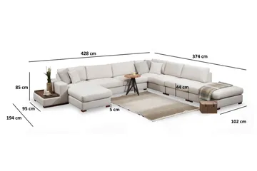 Divaanisohva Portiella - Beige - Huonekalut - Sohva - Kulmasohva - Kulmadivaanisohva