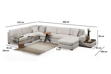 Divaanisohva Portiella - Beige - Huonekalut - Sohva - Kulmasohva - Kulmadivaanisohva