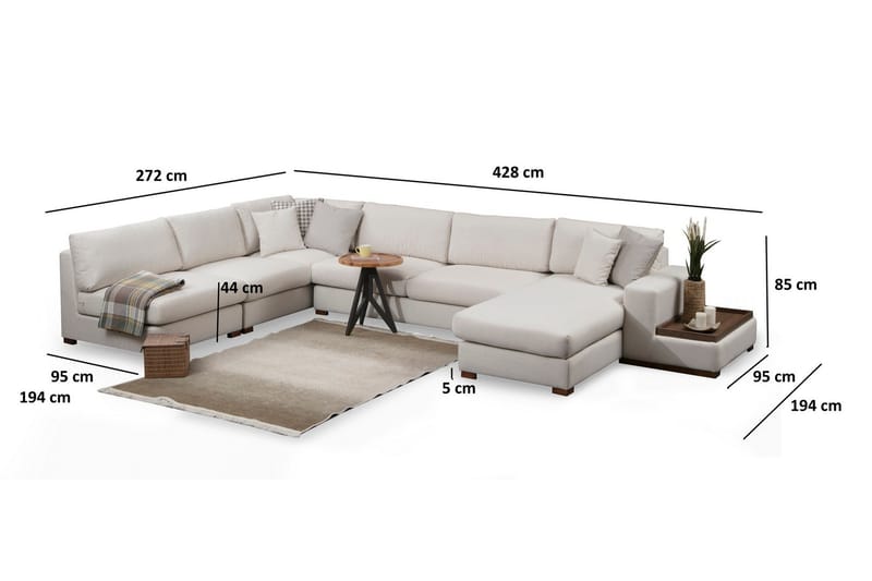 Divaanisohva Portiella - Beige - Huonekalut - Sohva - Kulmasohva - Kulmadivaanisohva