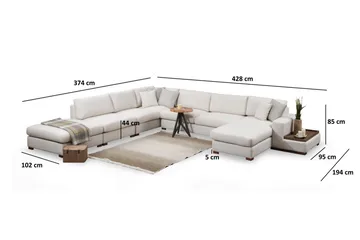 Divaanisohva Portiella - Beige - Huonekalut - Sohva - Kulmasohva - Kulmadivaanisohva