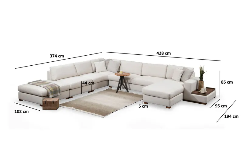 Divaanisohva Portiella - Beige - Huonekalut - Sohva - Kulmasohva - Kulmadivaanisohva