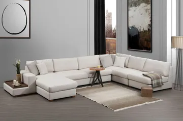 Divaanisohva Portiella - Beige - Huonekalut - Sohva - Kulmasohva - Kulmadivaanisohva