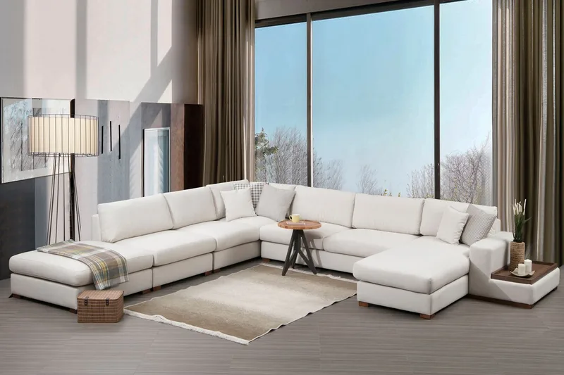 Divaanisohva Portiella - Beige - Huonekalut - Sohva - Kulmasohva - Kulmadivaanisohva