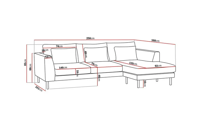 Florenz 3-istuttava Oikeakätinen L-muotoinen Divaanisohva Chenillellä - Harmaa / Beige - Huonekalut - Sohva - Divaanisohva - 3 istuttava sohva divaanilla