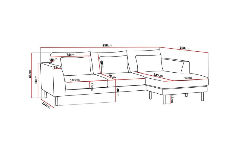 Florenz 3-istuttava Oikeakätinen L-muotoinen Divaanisohva Chenillellä - Harmaa / Beige - Huonekalut - Sohva - Divaanisohva - 3 istuttava sohva divaanilla
