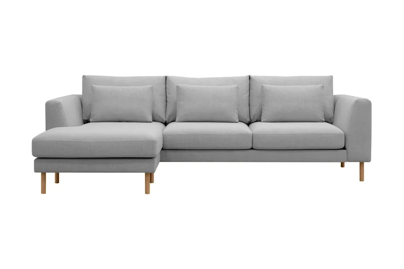 Florenz 3-istuttava Vasenkätinen L-muotoinen Divaanisohva Kankaalla - Vaaleanharmaa - Huonekalut - Sohva - Divaanisohva - 3 istuttava sohva divaanilla