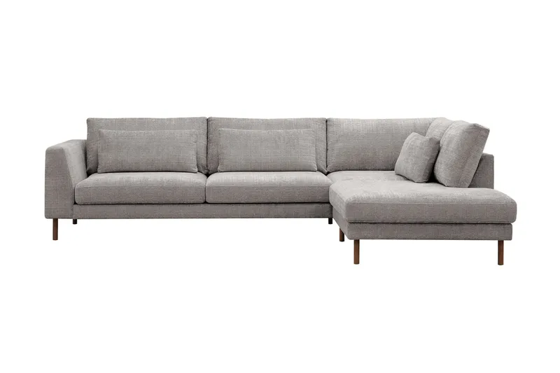 Florenz 4-istuttava Oikeakätinen L-muotoinen Divaanisohva Chenillellä - Vaaleanharmaa - Huonekalut - Sohva - Divaanisohva - 4 istuttava sohva divaanilla