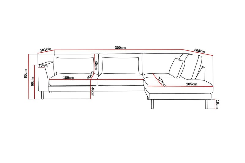 Florenz 4-istuttava Oikeakätinen L-muotoinen Divaanisohva Chenillellä - Vaaleanharmaa - Huonekalut - Sohva - Divaanisohva - 4 istuttava sohva divaanilla