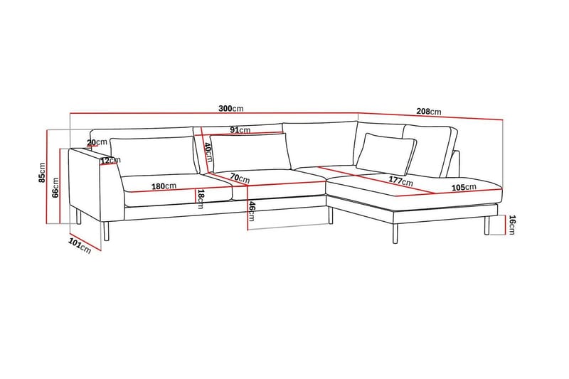 Florenz 4-istuttava Oikeakätinen L-muotoinen Divaanisohva Kankaalla - Beige - Huonekalut - Sohva - Divaanisohva - 4 istuttava sohva divaanilla