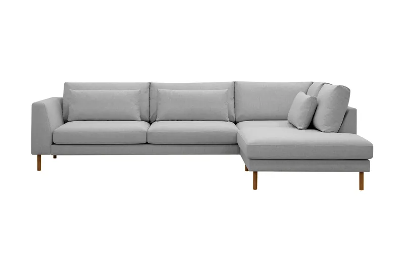 Florenz 4-istuttava Oikeakätinen L-muotoinen Divaanisohva Kankaalla, Vaaleanharmaa