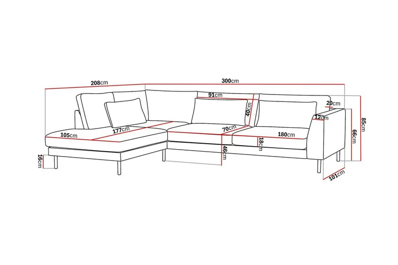 Florenz 4-istuttava Vasenkätinen L-muotoinen Divaanisohva Kankaalla - Beige - Huonekalut - Sohva - Divaanisohva - 4 istuttava sohva divaanilla