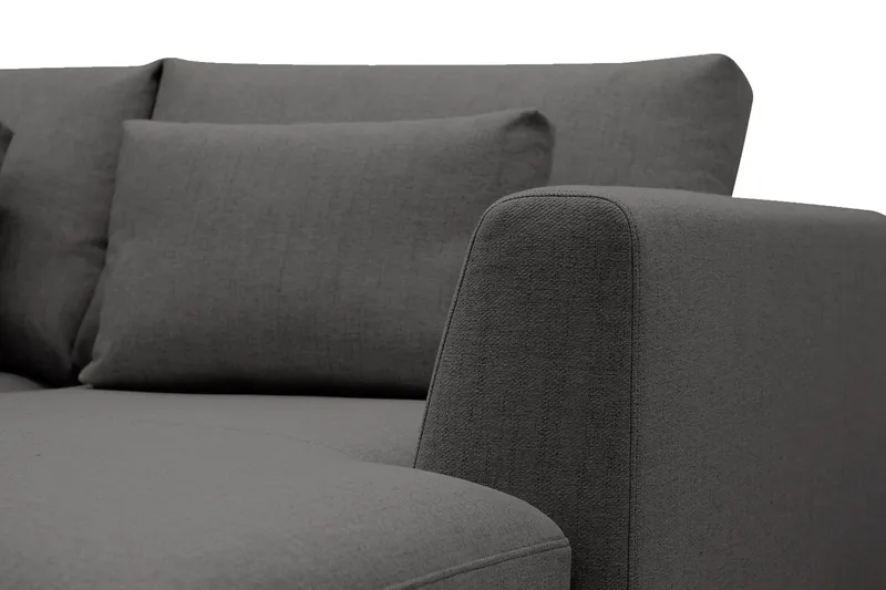 Florenz 4-istuttava Vasenkätinen L-muotoinen Divaanisohva Kankaalla - Tummanharmaa - Huonekalut - Sohva - Divaanisohva - 4 istuttava sohva divaanilla