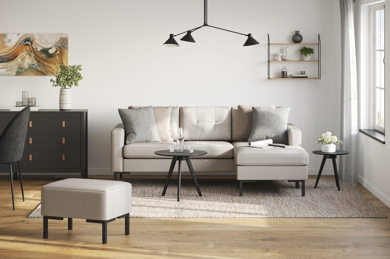 Frillestad 3-istuttava Oikeakätinen L-muotoinen Divaanisohva Kangas - Beige - Huonekalut - Sohva - Divaanisohva - 3 istuttava sohva divaanilla