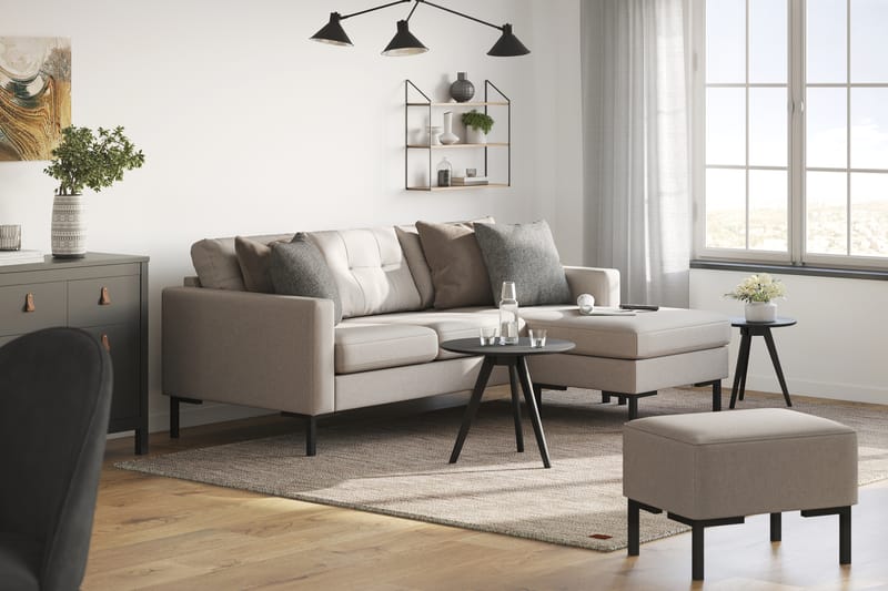 Frillestad 3-istuttava Oikeakätinen L-muotoinen Divaanisohva Kangas - Beige - Huonekalut - Sohva - Divaanisohva - 3 istuttava sohva divaanilla