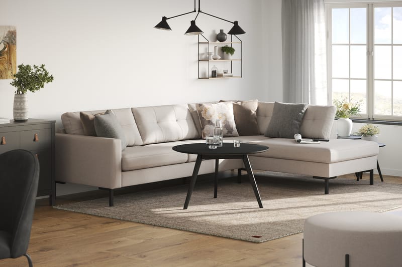 Frillestad 4-istuttava Oikeakätinen L-muotoinen Schäslongsohva Kangas - Beige - Huonekalut - Sohva - Divaanisohva