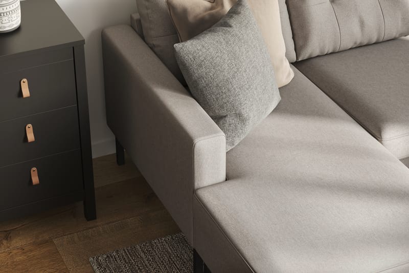 Frillestad 4-istuttava Oikeakätinen U-muotoinen Sohva Divaanilla ja Schäslongilla Kangas - Beige - Huonekalut - Sohva - Divaanisohva