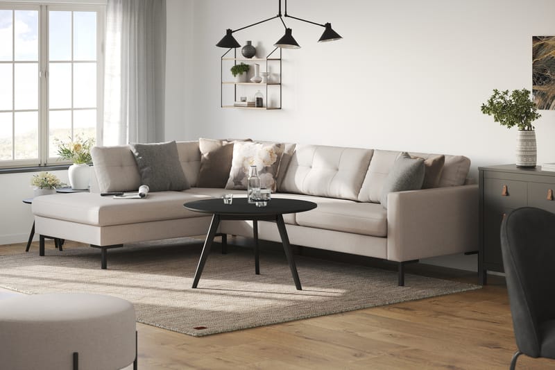Frillestad 4-istuttava Vasenkätinen L-muotoinen Schäslongsohva Kangas - Beige - Huonekalut - Sohva - Divaanisohva