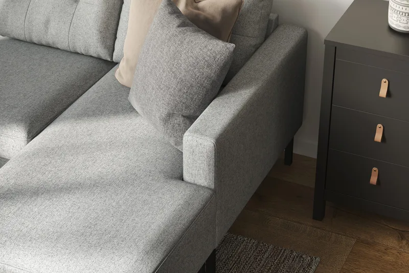 Frillestad 5-istuttava Vasenkätinen U-muotoinen Sohva Divaanilla ja Schäslongilla Kangas - Harmaa - Huonekalut - Sohva - Divaanisohva