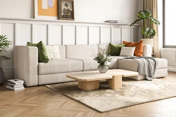 Hagblom 4-istuttava Divaanisohva Säilytystilalla Käännettävä - Beige - Huonekalut - Sohva - Divaanisohva